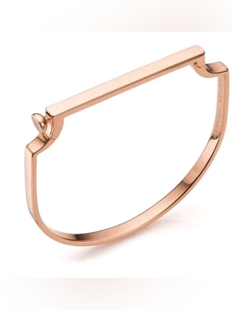 Monica Vinader Signature Bangle Bracelet 18k Rose Gold Vermeil Size Small